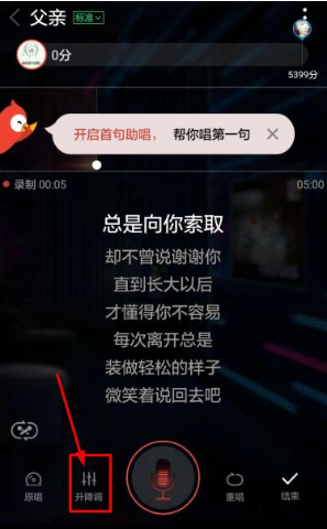 全民k歌怎么调音