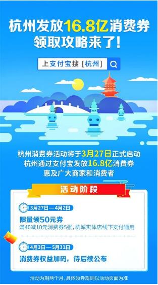 支付宝杭州消费券领取使用方法